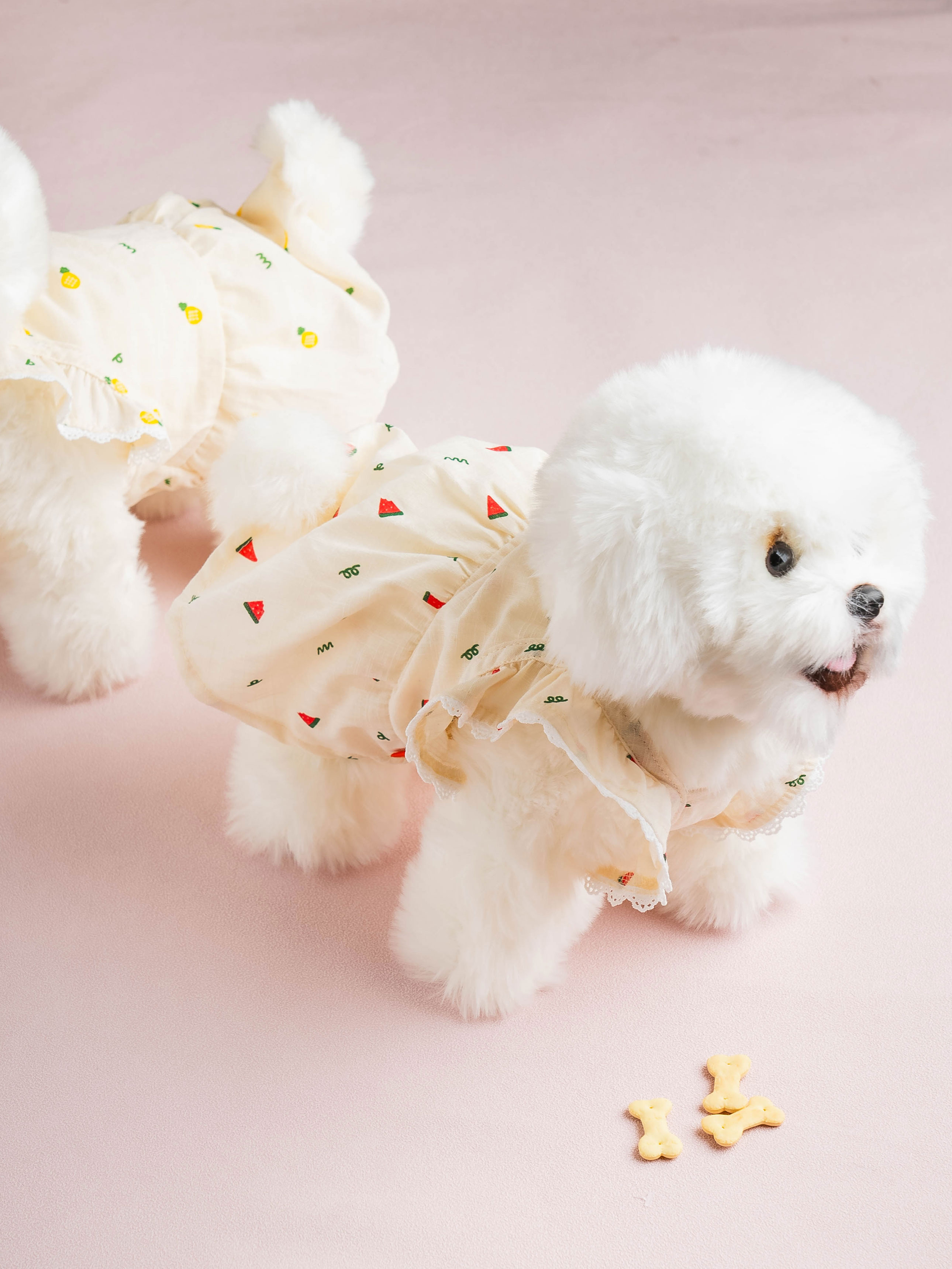 DAISO Pet_Shoulder shirring cotton one-piece L