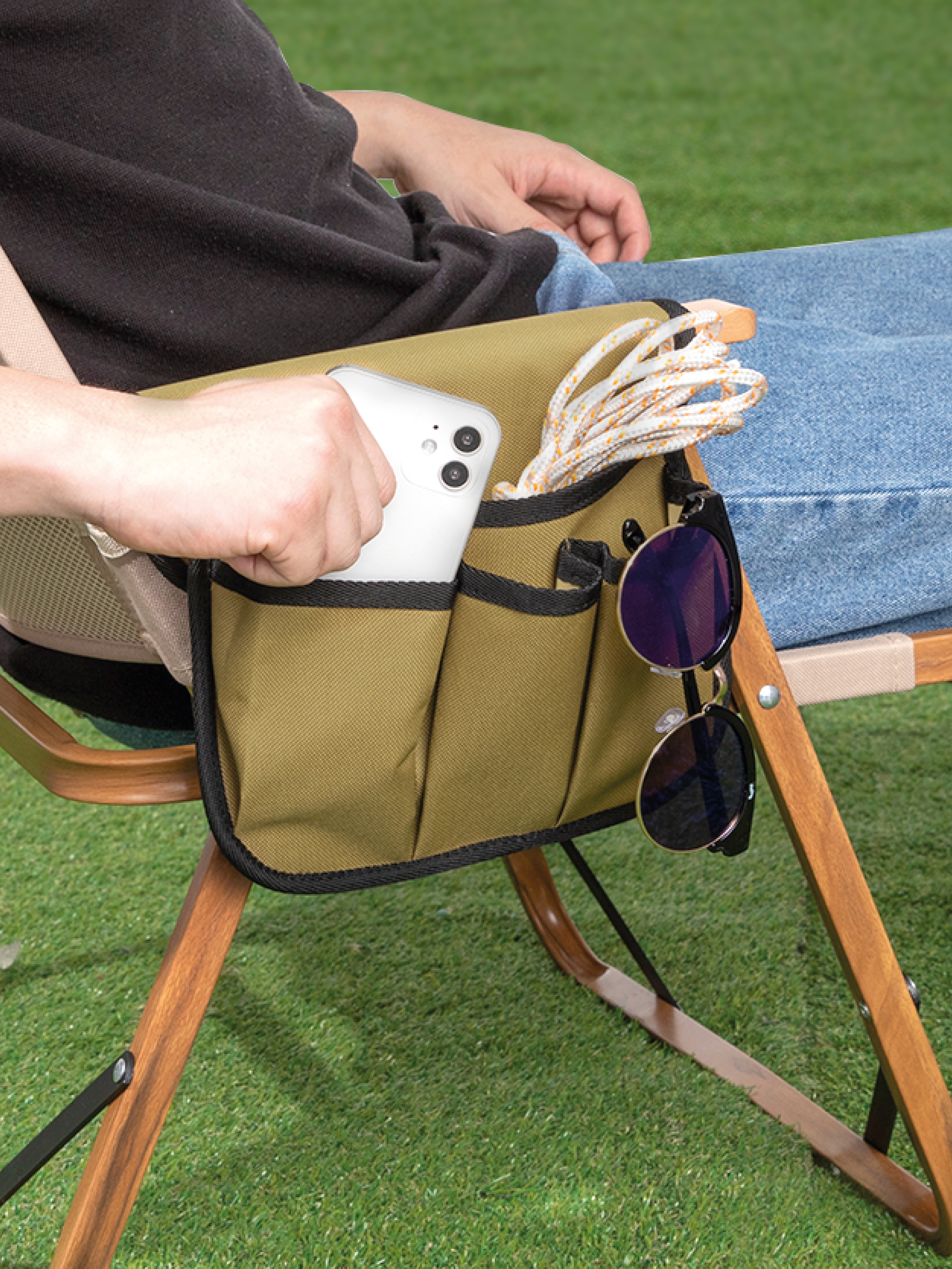 DAISO Camping Chair Armrest Pocket (4 compartments)