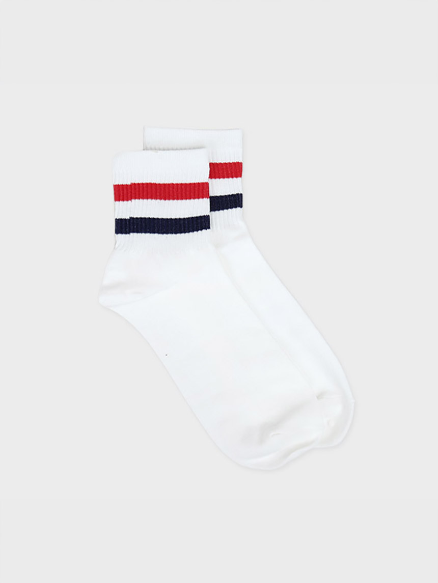 DAISO Color block stripe men's short socks