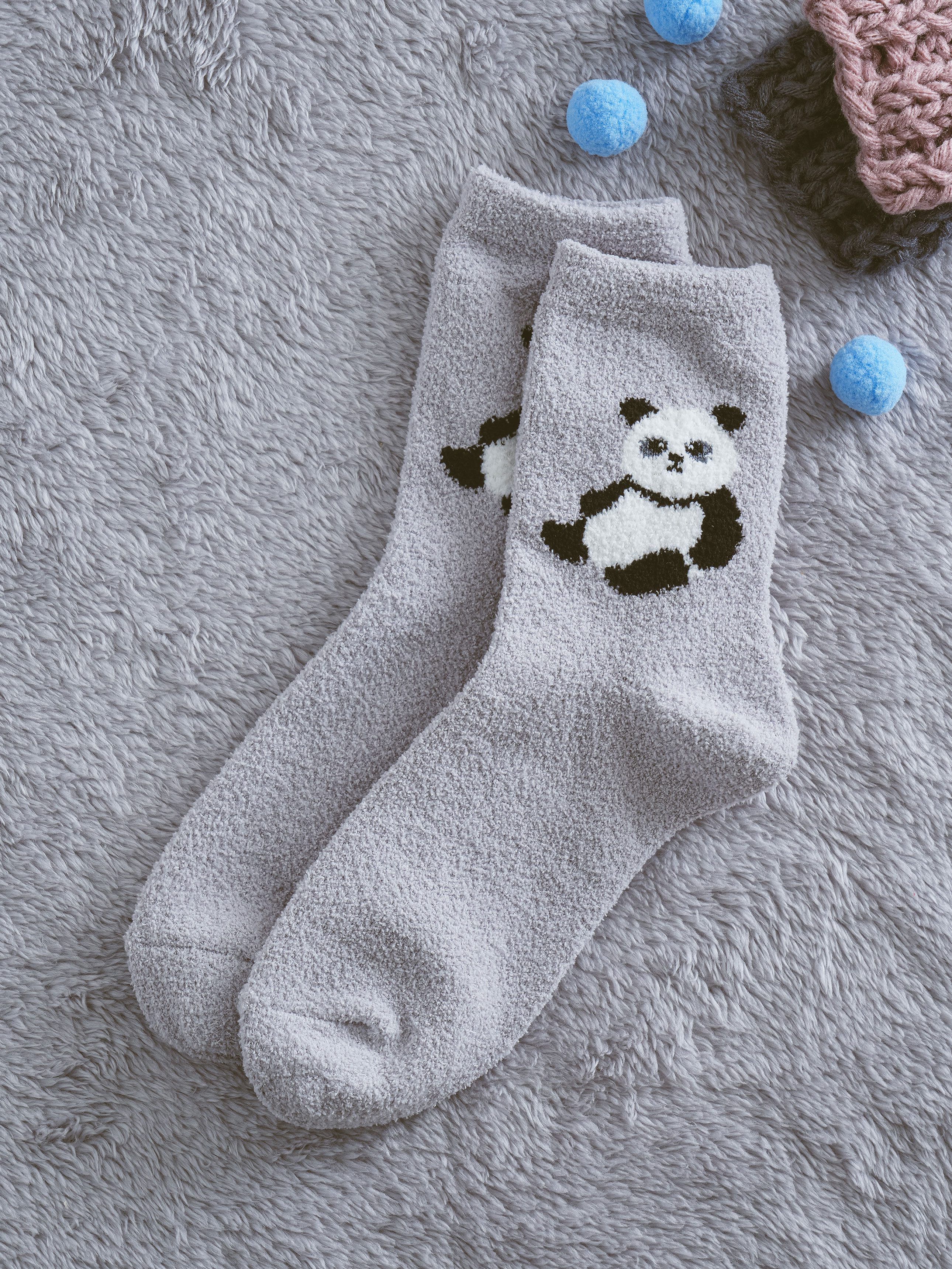 DAISO Animal Friends Sleep Socks (Gray)