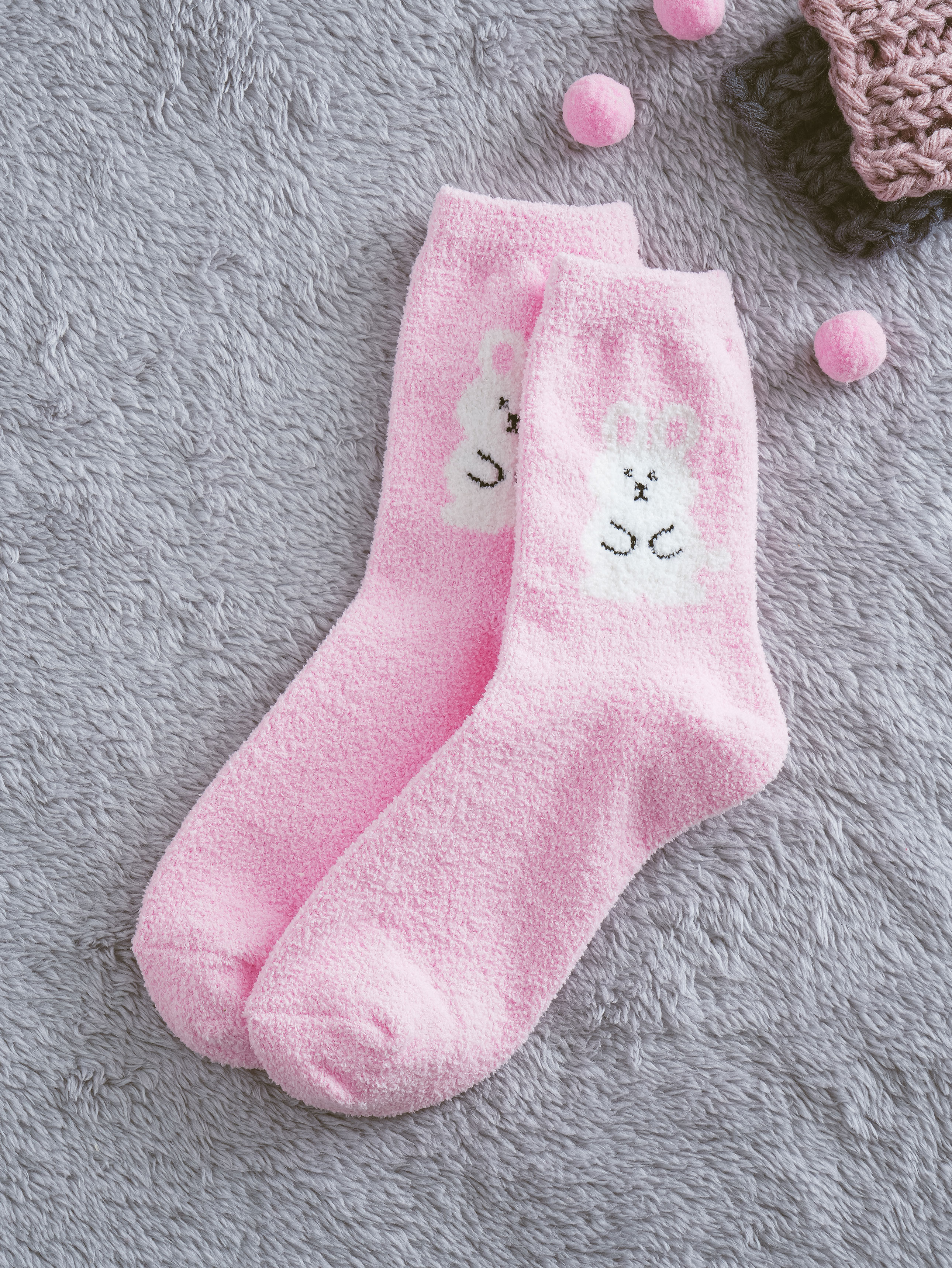 DAISO Animal Friends Sleep Socks (Pink)