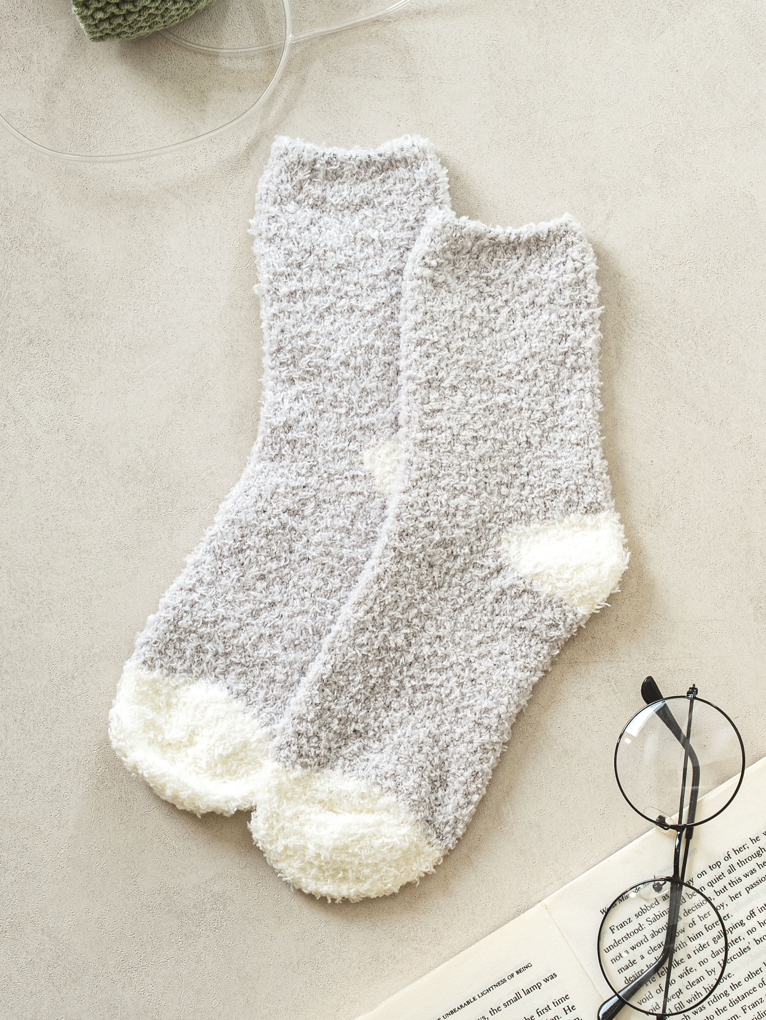 DAISO Women's Color Point Sleep Socks (Gray)