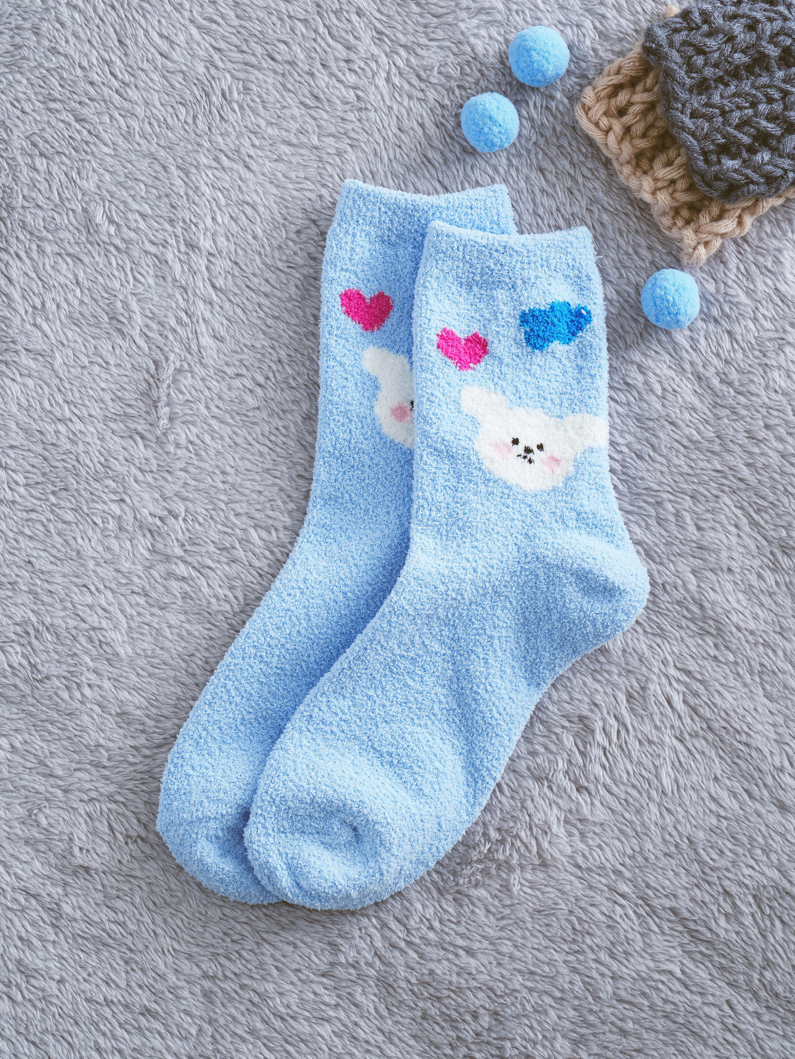 DAISO Animal Point Sleep Socks (Blue)