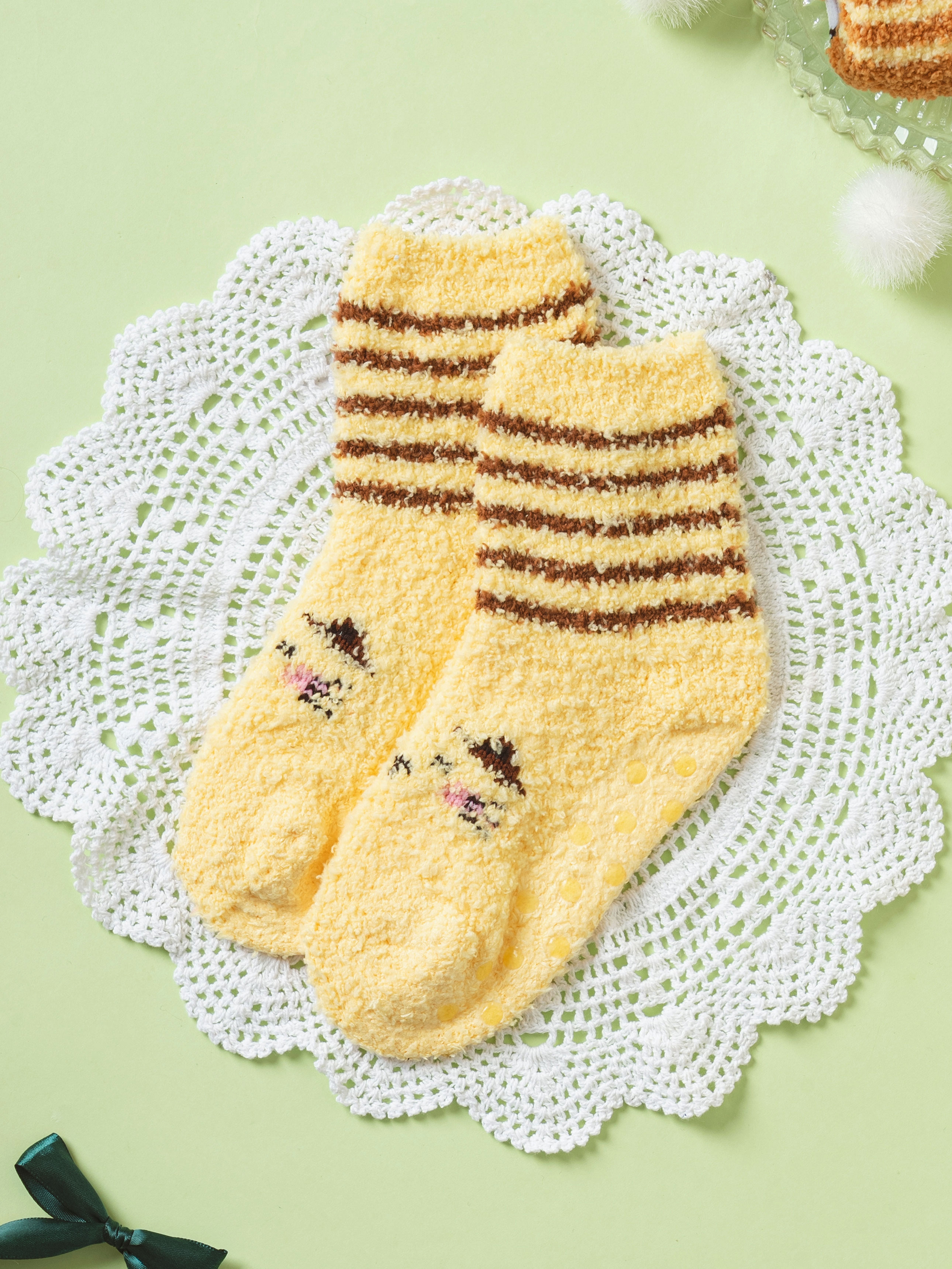 DAISO Children Animal Sleep Socks (7-9 Years) (Yellow)