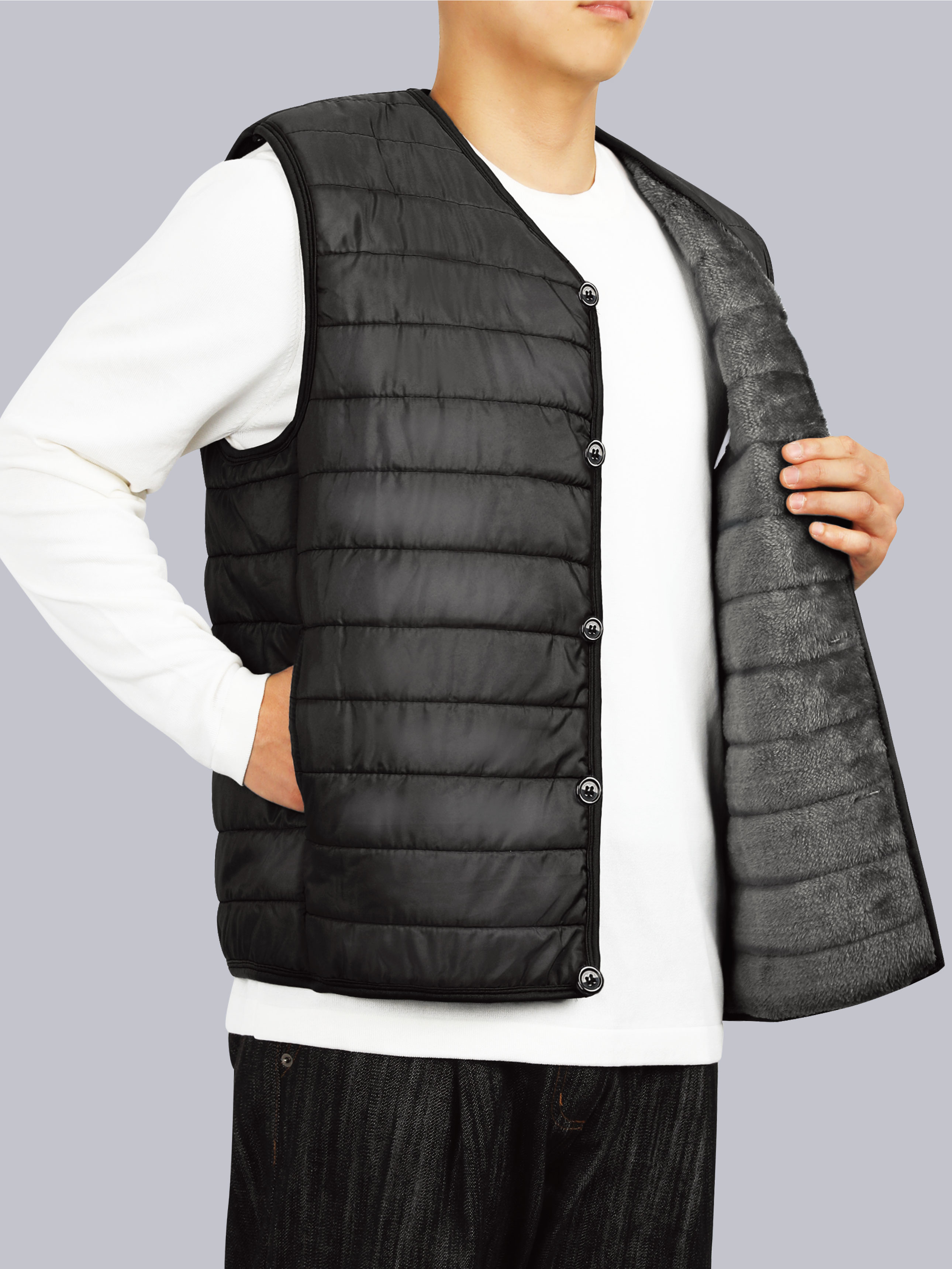 DAISO Padded fur lining vest (L)