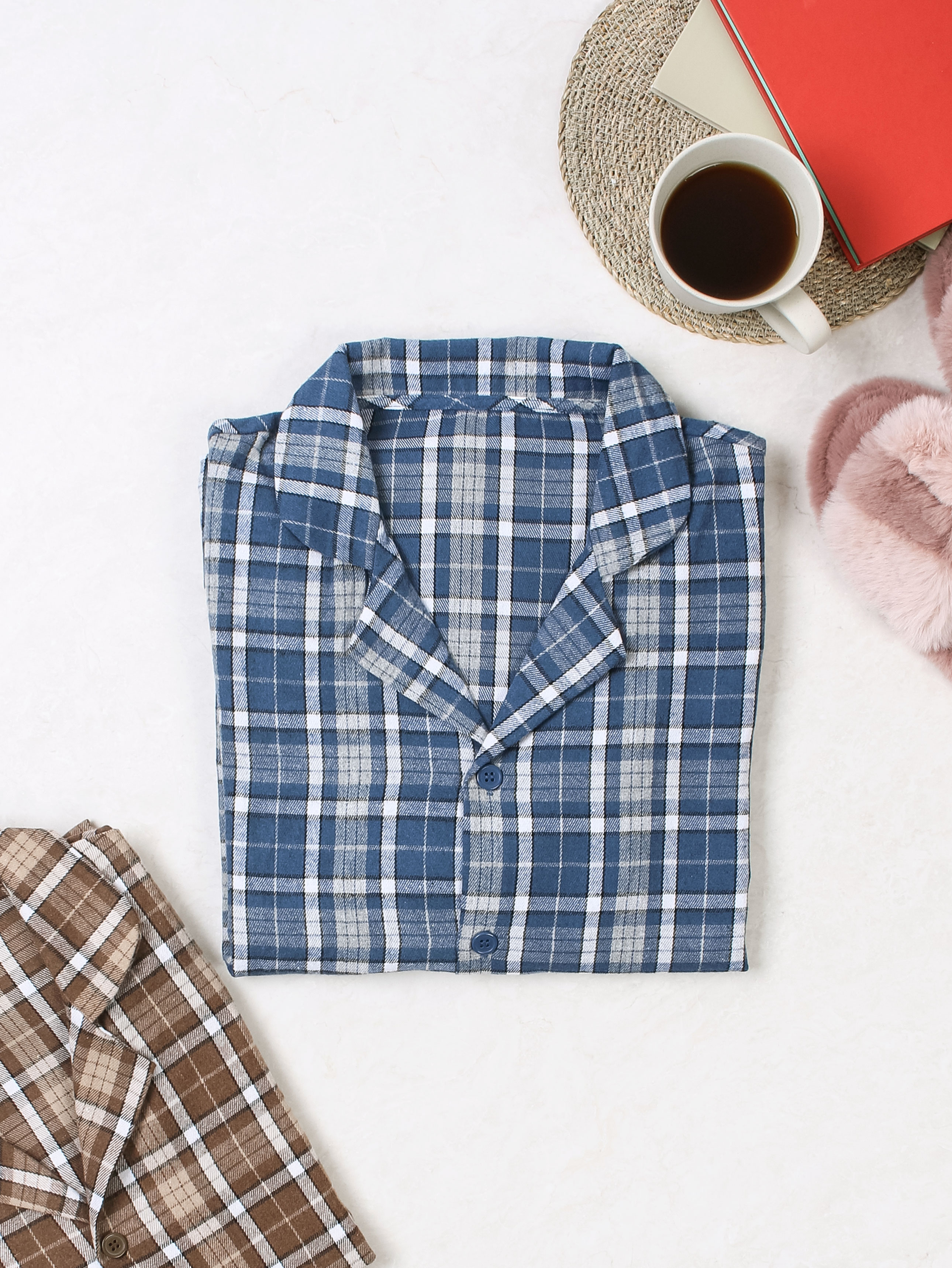 DAISO Flannel pattern pajama top (L)