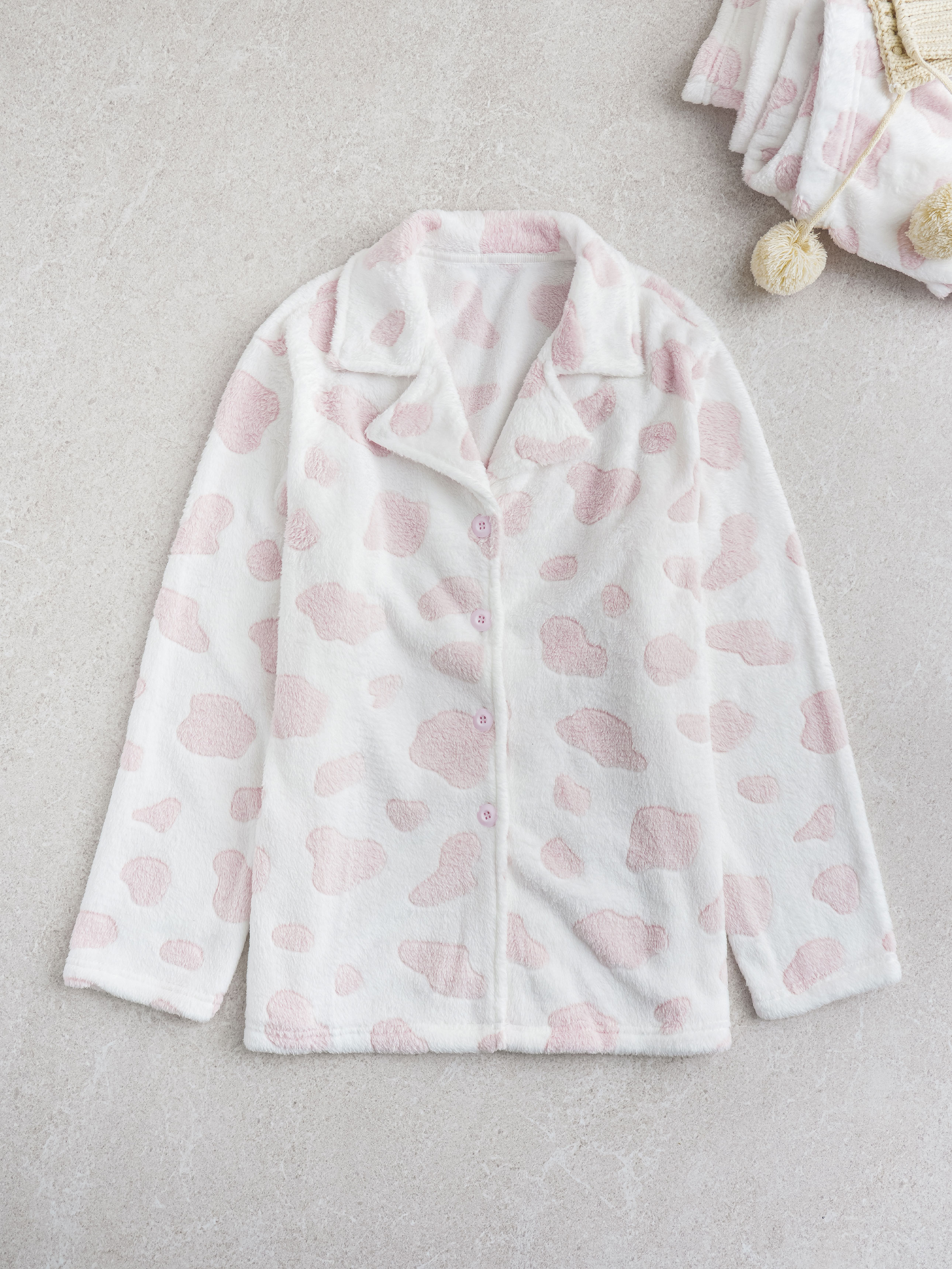 DAISO Jacquard sleep pattern pajama top (M) (Pink)