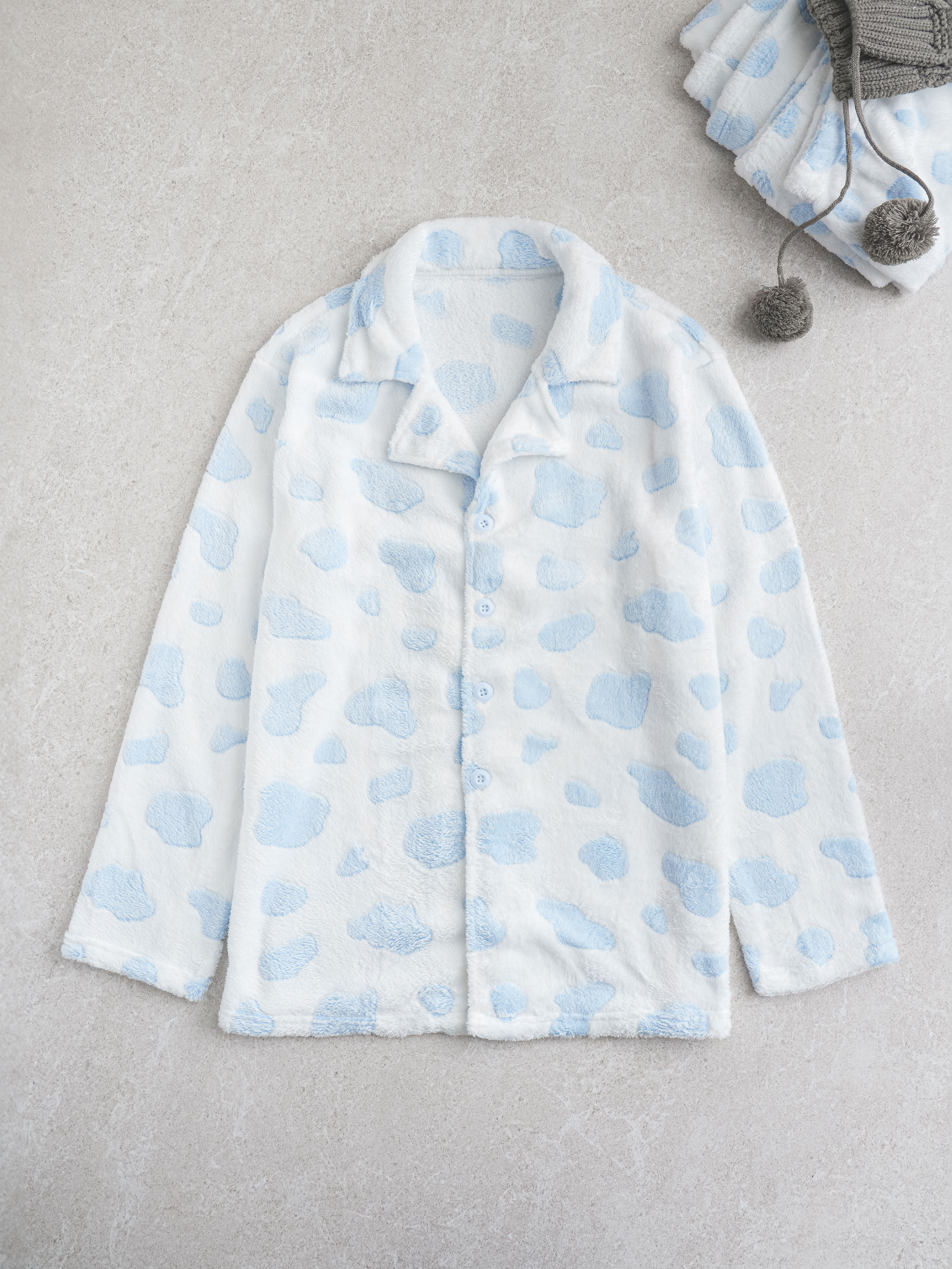 DAISO Jacquard sleep pattern pajama top (L) (Blue)