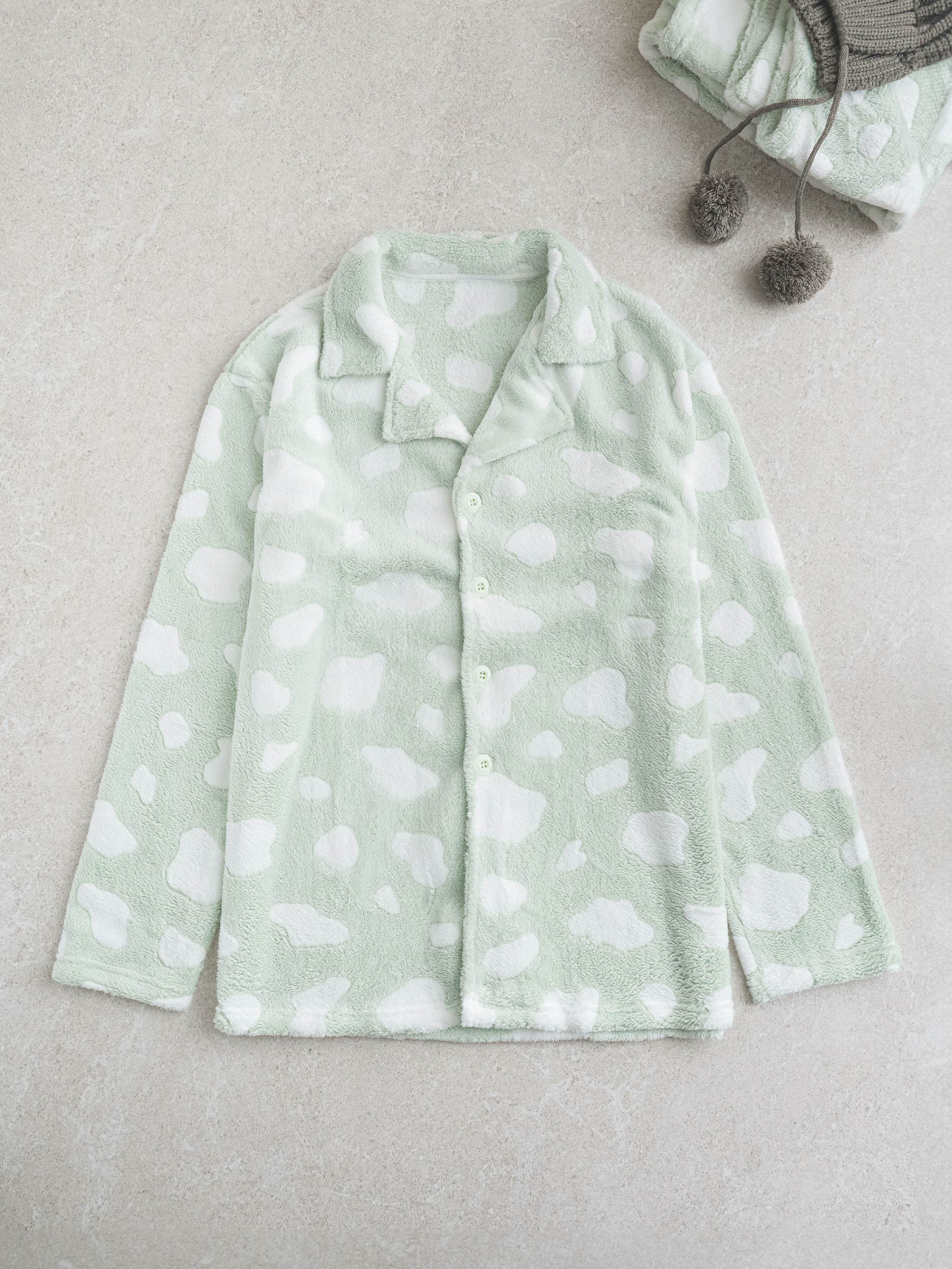 DAISO Jacquard sleep pattern pajama top (L) (Green)