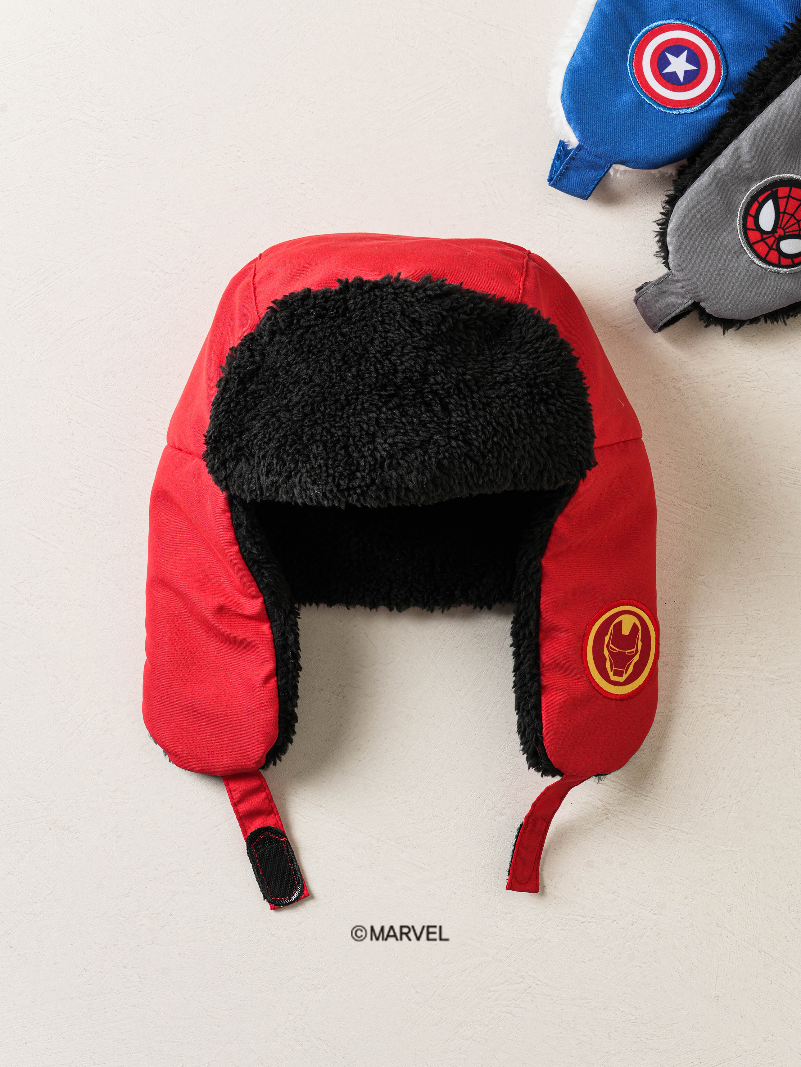 DAISO Marvel_Kids Embroidered Patch Pilot Winter Hat