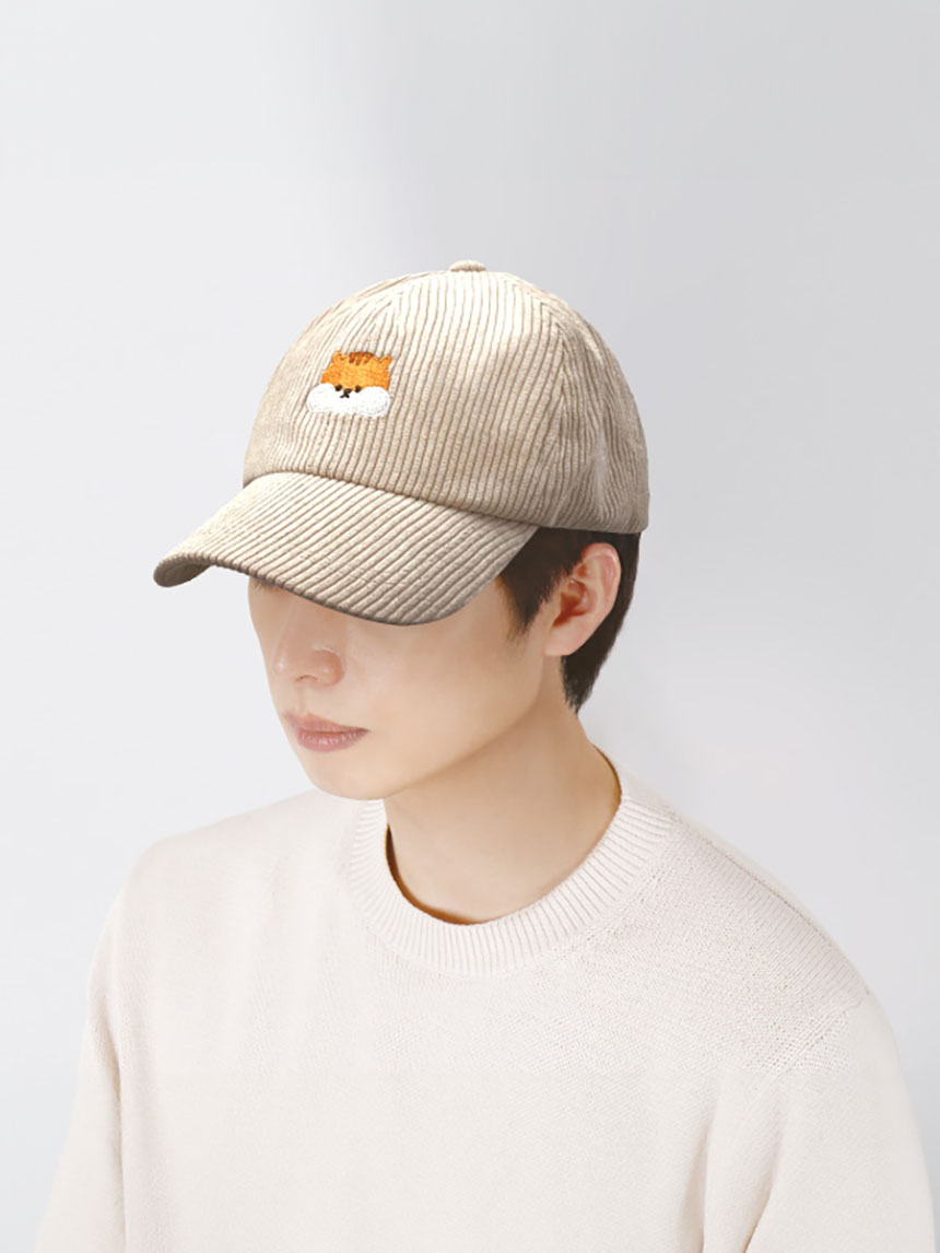 DAISO Embroidered Corduroy Ball Cap