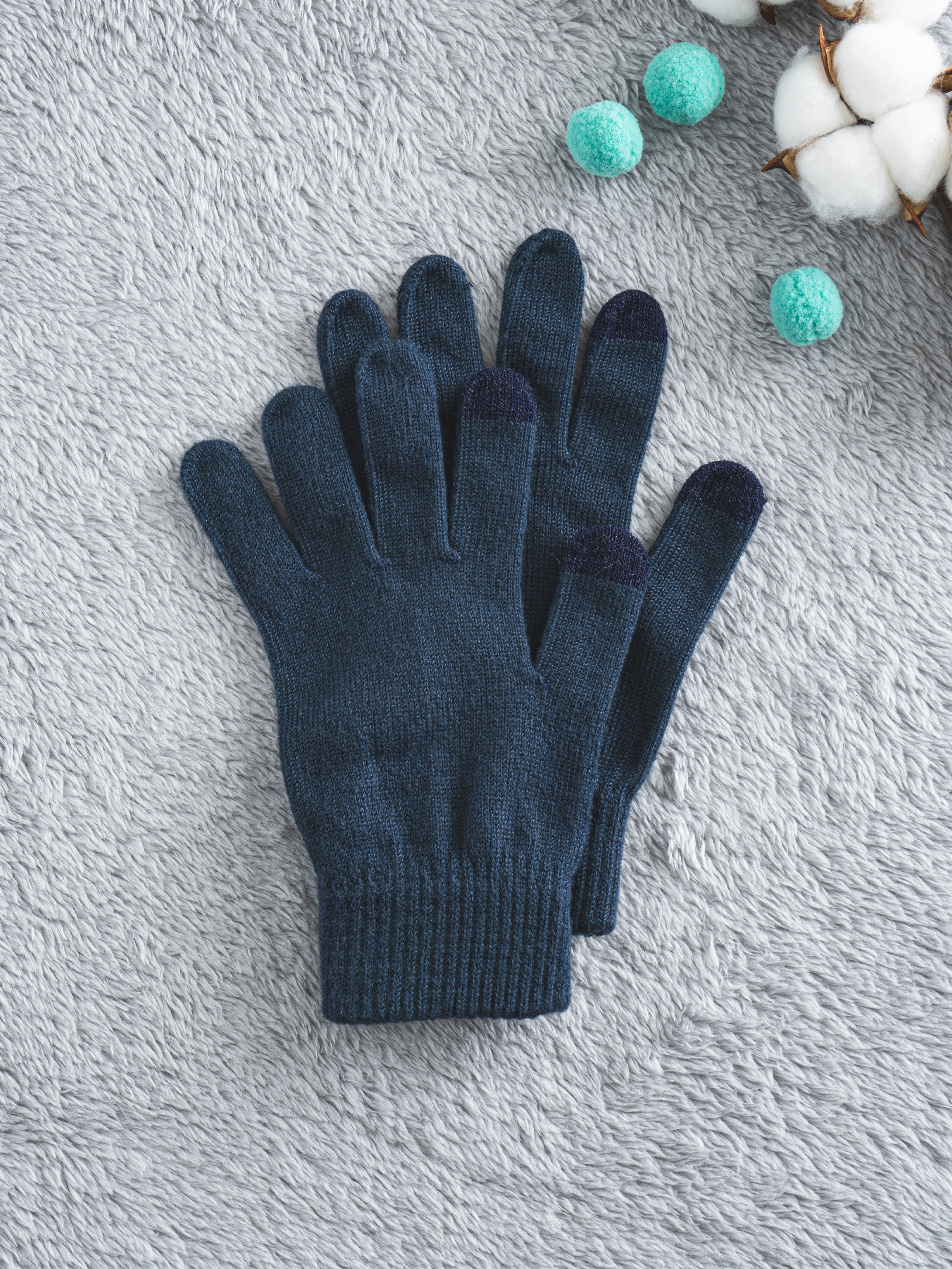 DAISO Knit Basic Gloves (Navy)