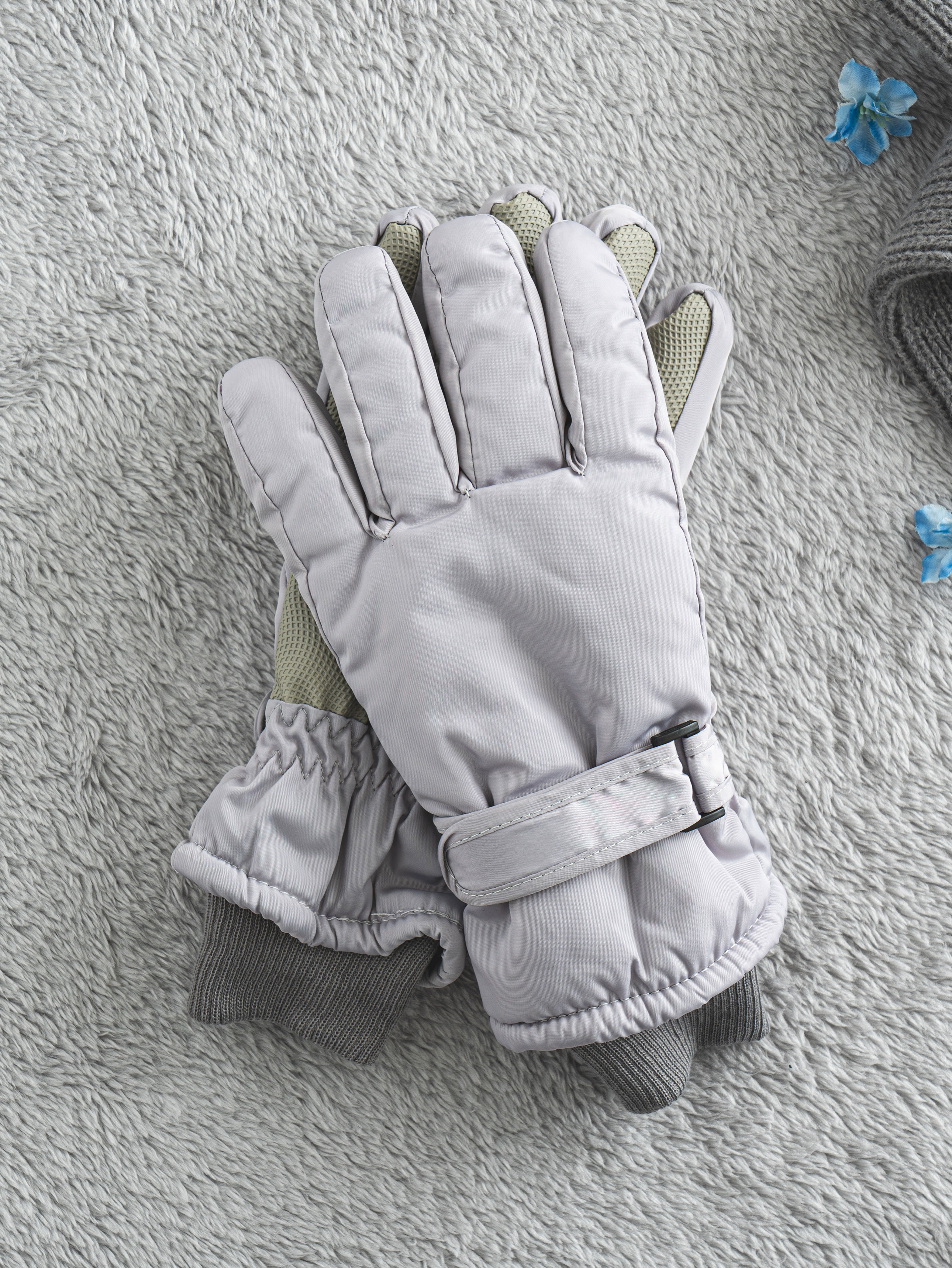 DAISO Wrist Tightening Women's Ski Gloves (Gray)