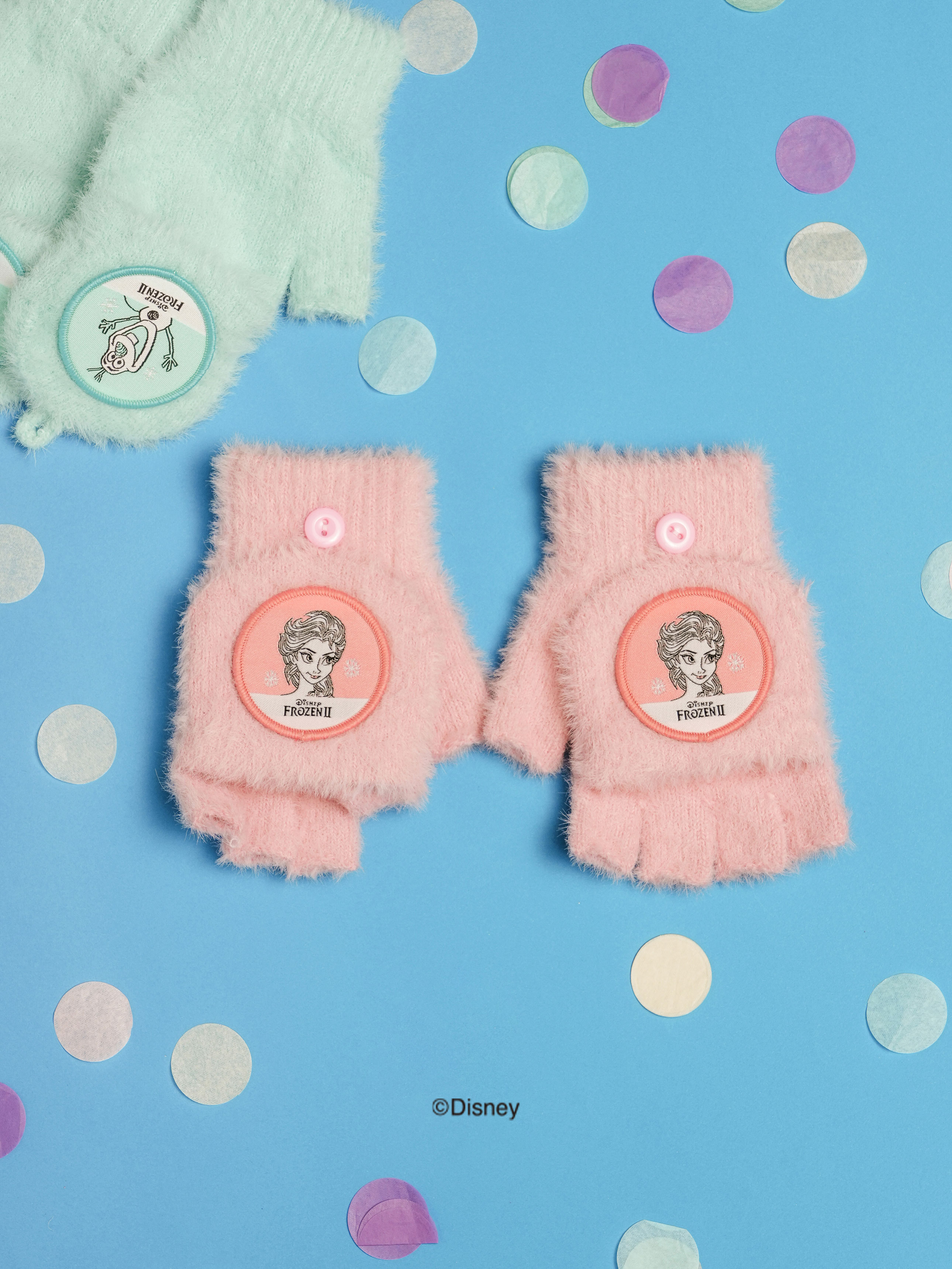 DAISO Disney_Frozen_Kids Soft Flip Cover Winter Gloves