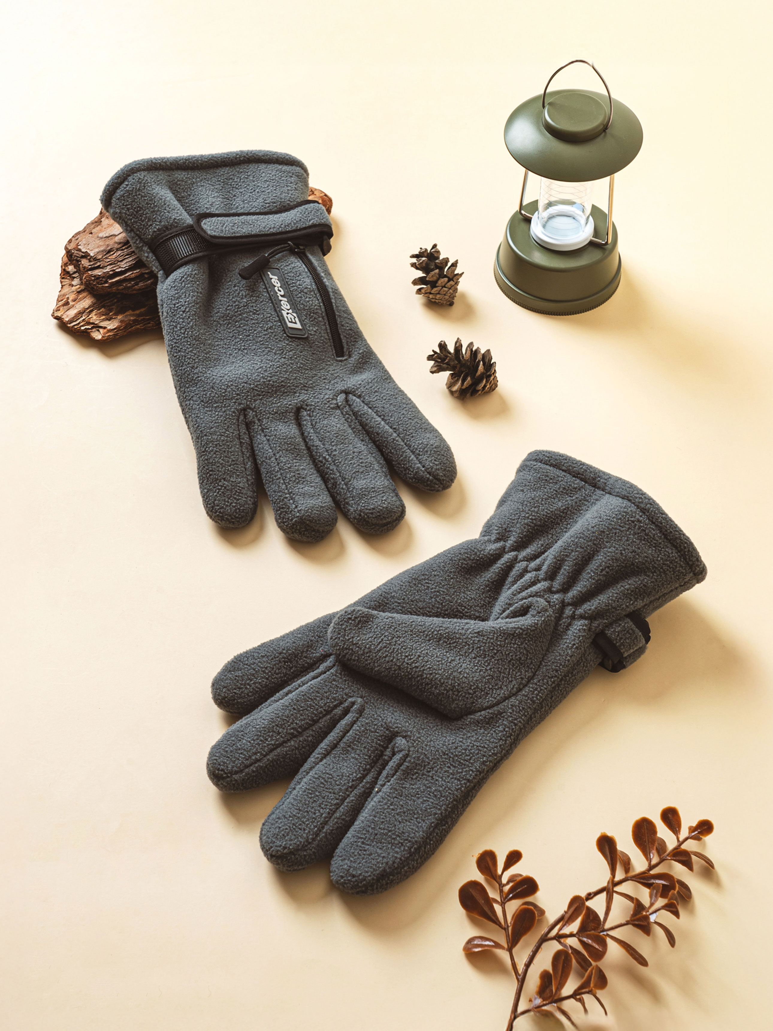 DAISO Zipper storage one-point gloves (Gray)