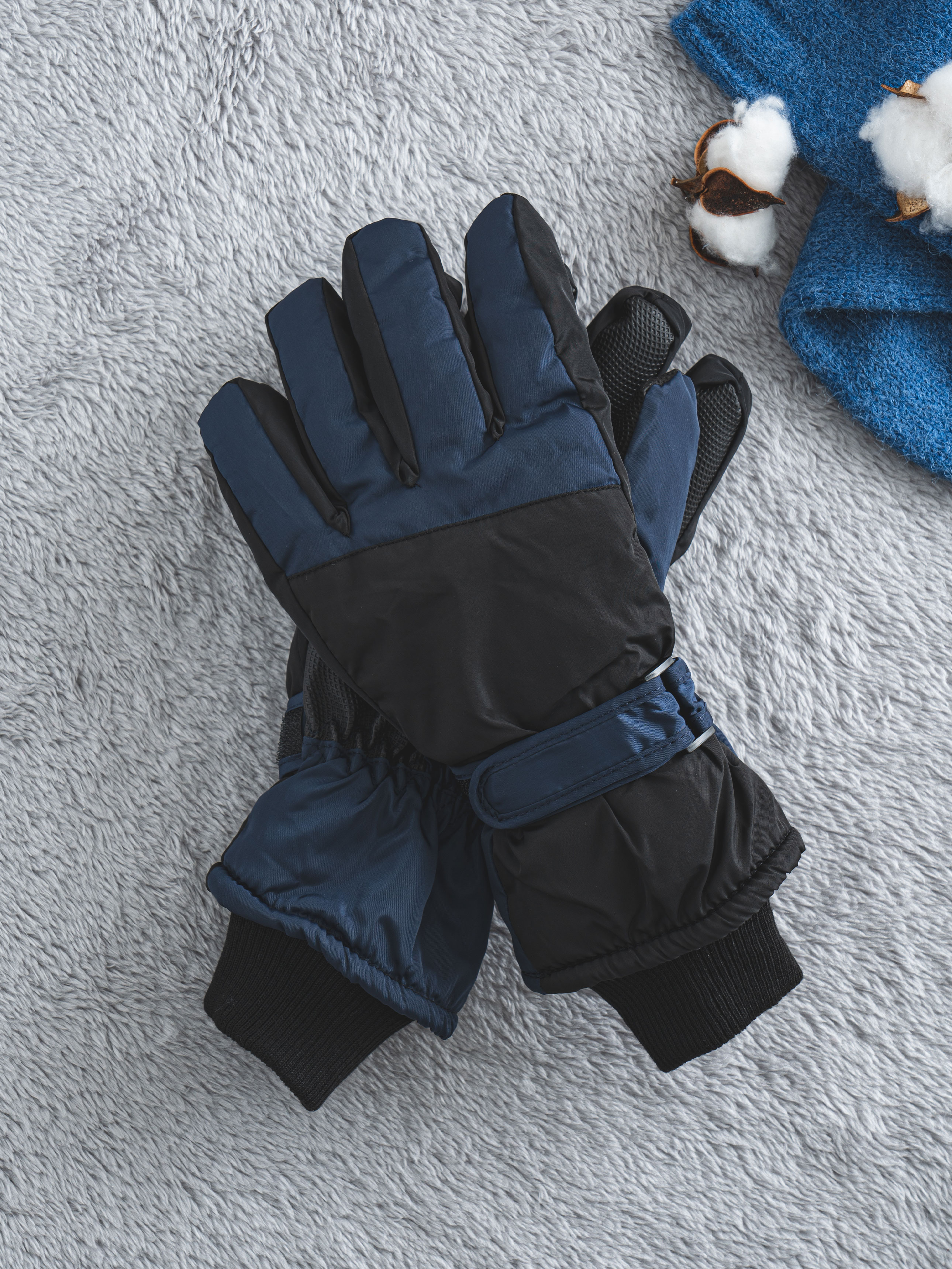 DAISO Color Block Ski Gloves (Blue)