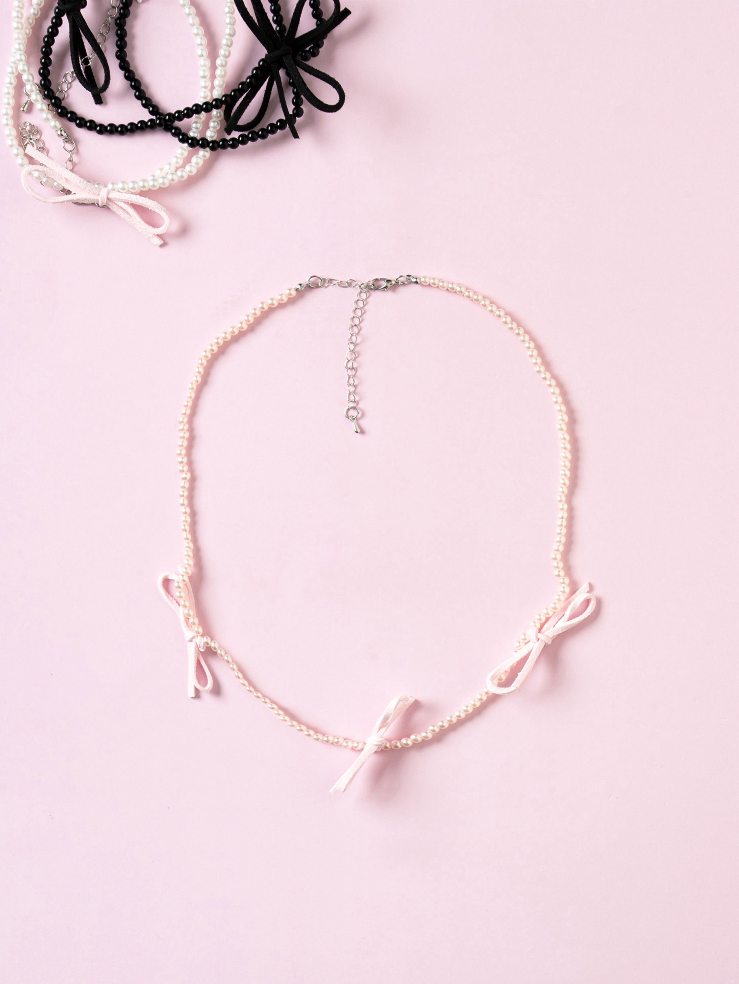 DAISO Balletcore_Ribbon Pearl Necklace