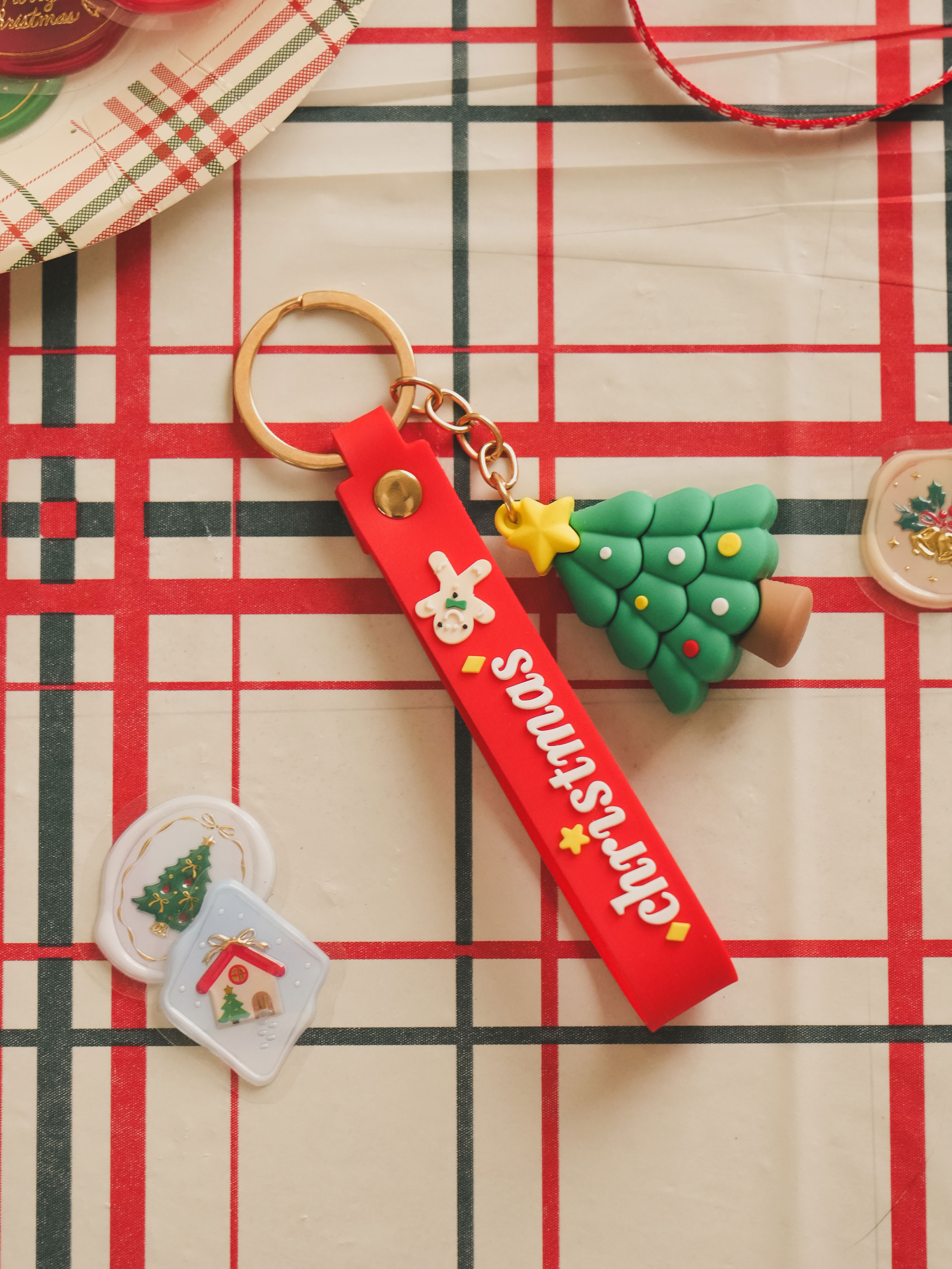 DAISO Christmas Tree Strap Keyring