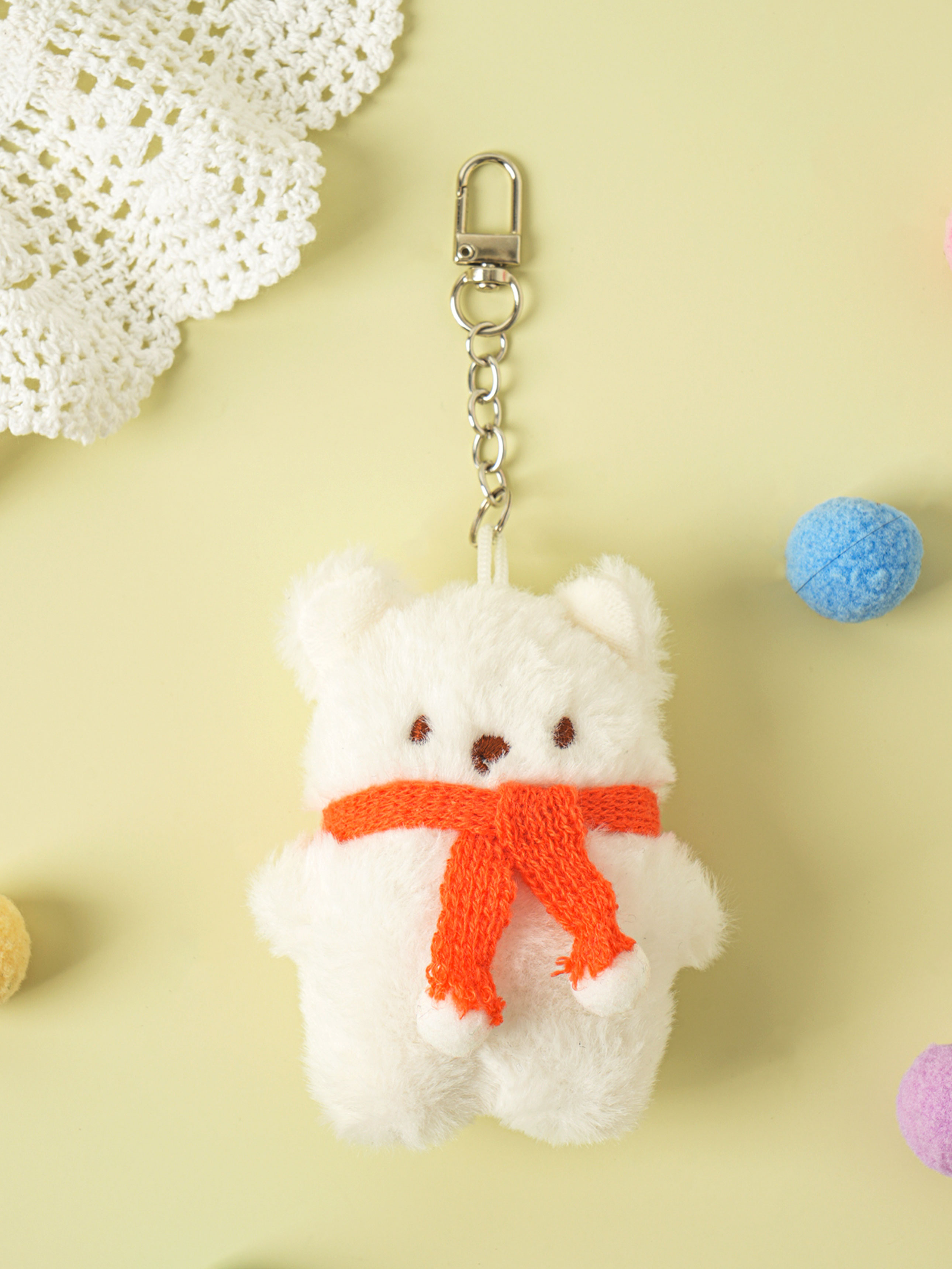 DAISO Winter Together_Plush Keyring (Arctic Fox)