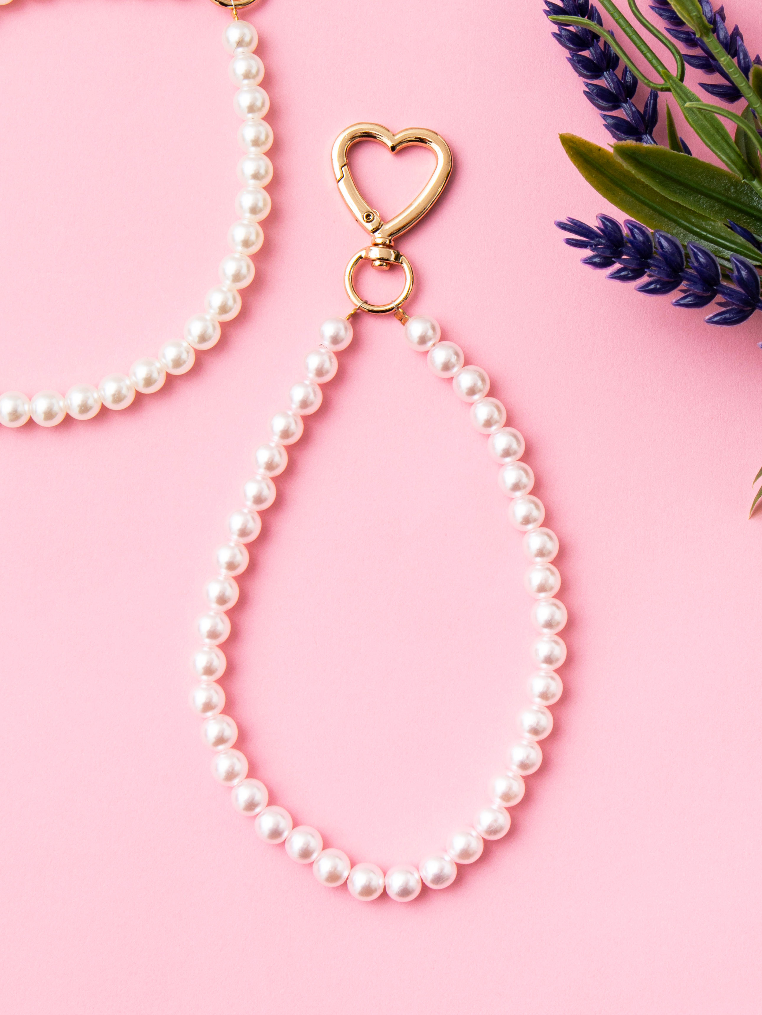 DAISO pearl beads heart ring key ring