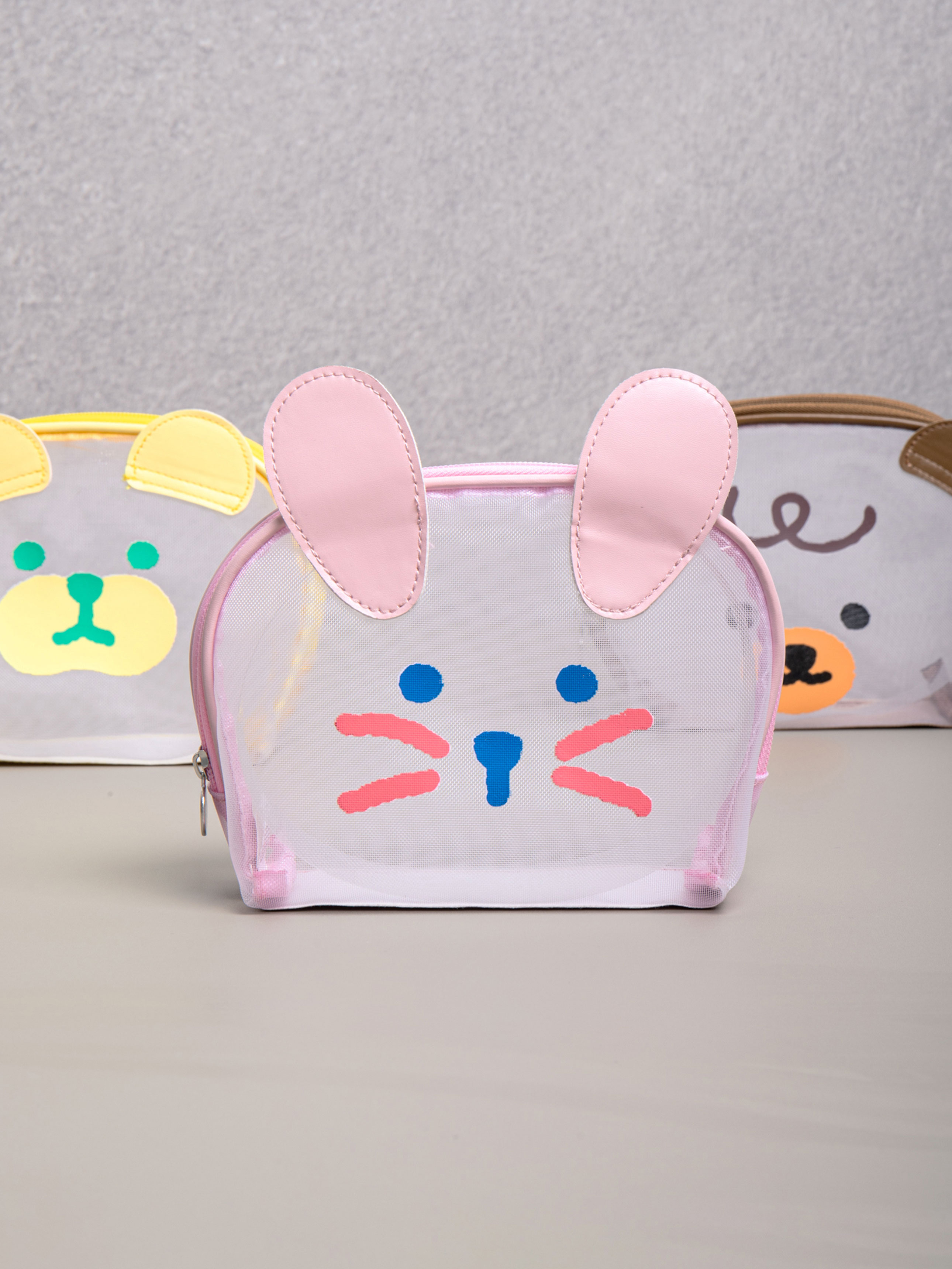 DAISO Rabbit Bear Mesh Pouch