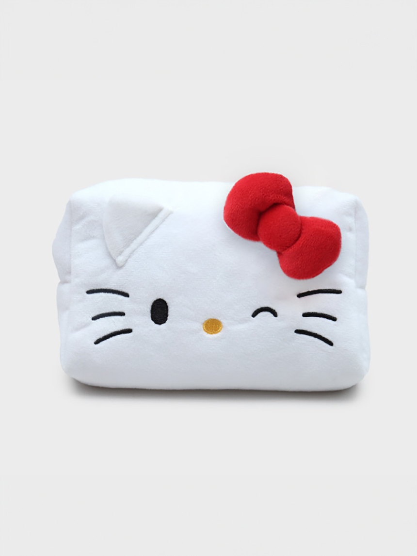 DAISO Hello Kitty_Face Plush Pouch