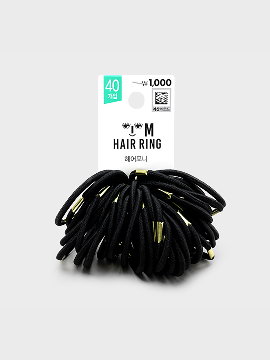 DAISO Black hair bands (40 pieces)