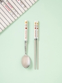 DAISO Printing Handle Stainless Junior Spoon Chopsticks Set (17.5cm) DAISO Printing Handle Stainless Junior Spoon Chopsticks Set (17.5cm)