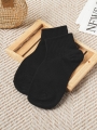 DAISO Women's Student Plain Sneakers Socks (Black)