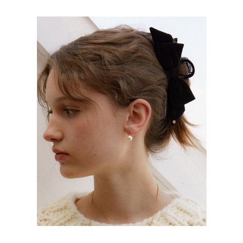 edge ribbon hair clip black velvet
