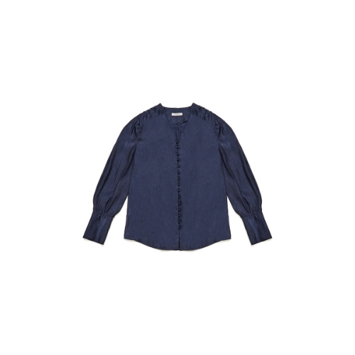 Satin Scarf Blouse [NAVY]
