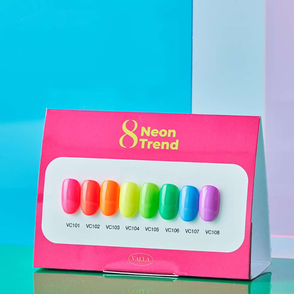 VALLA Neon Trend 8 Fluorescent Gel Nails 8Colors Set