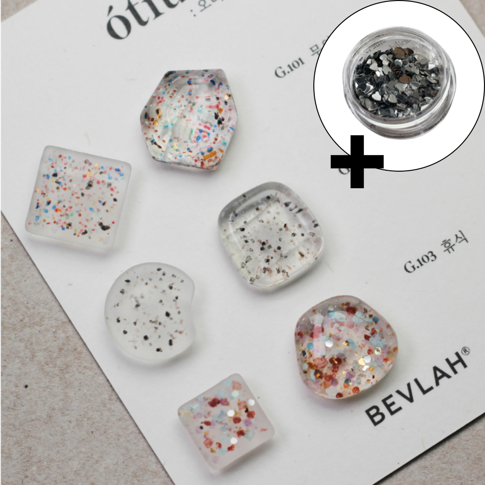 BEVLAH Otium Terrazzo Glitter Gel Nail 3-piece Set + Glitter