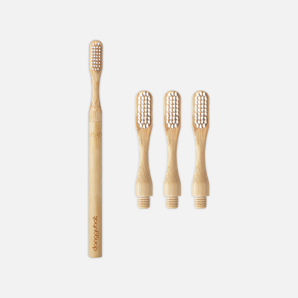 Donggubat Bamboo Toothbrush Set (1 Brush + 3 Refill Heads)