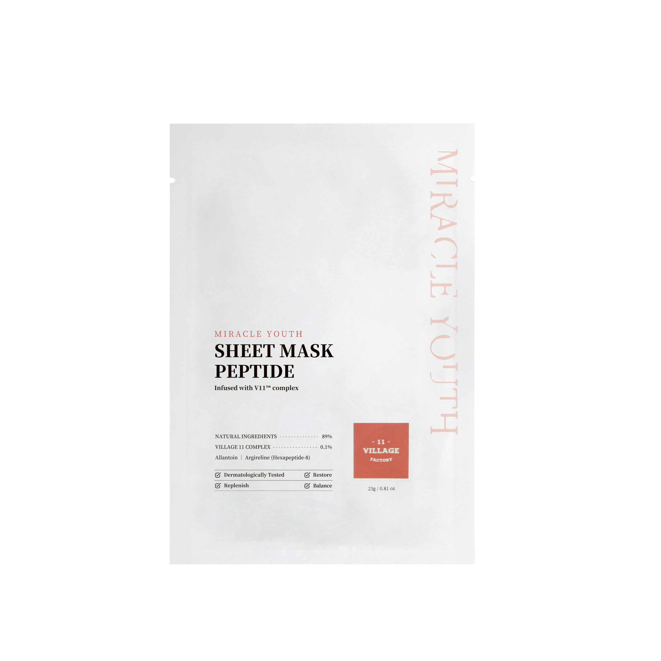 VILLAGE 11 FACTORY Miracle Youth Sheet Mask Peptide 23g (10 Sheets)