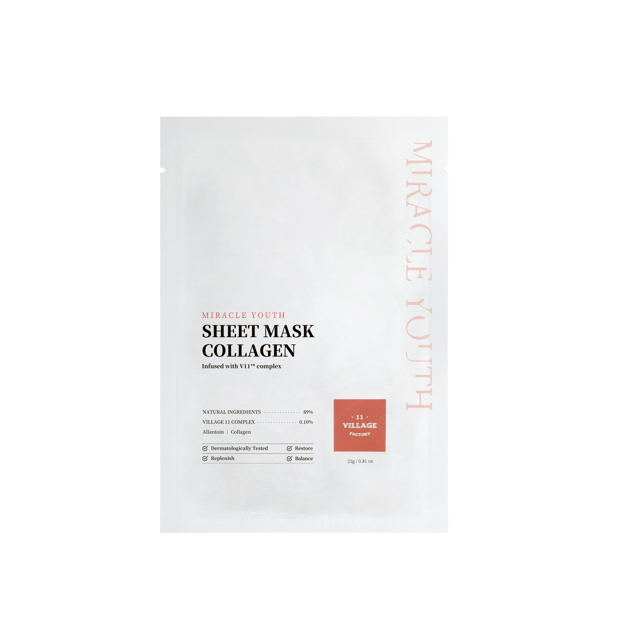 VILLAGE 11 FACTORY Miracle Youth Sheet Mask Collagen 23g (10 Sheets)