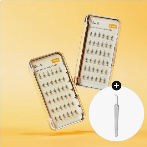 Fillimilli No Glue Point Piece Lashes (36P) (+Tweezers) (A 9mm/V 10mm)