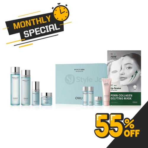 Ohui Miracle AQUA 4Pcs Special Limited Skincare Set Combination & Oily Skin