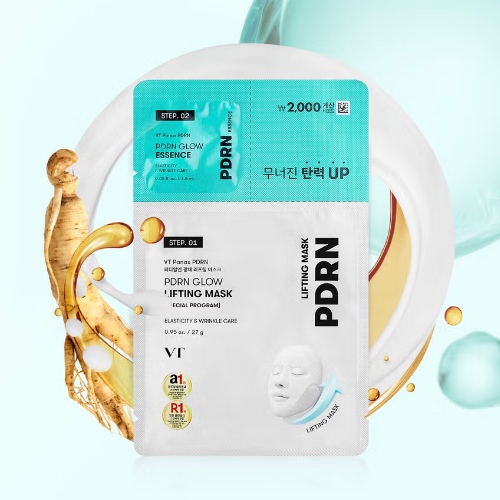 DAISO VT PDRN Glow Lifting Mask 27g + Essence 1.5ml / 1 Sheet