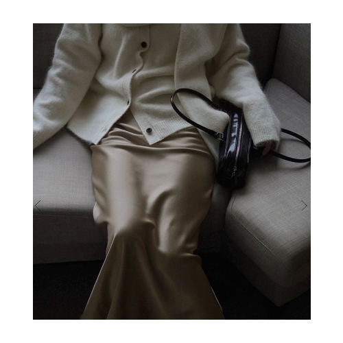 Satin skirt #Beige