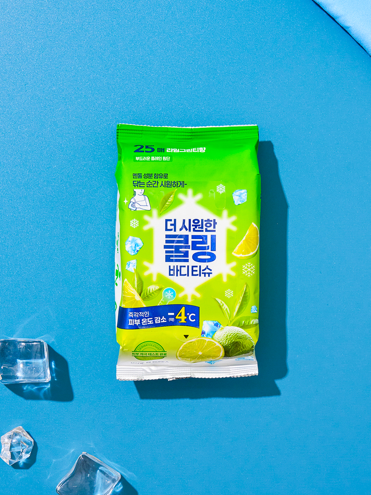 DAISO Strong Cooling Wet Wipes Body Tissue 25wipes #Lime Greentea