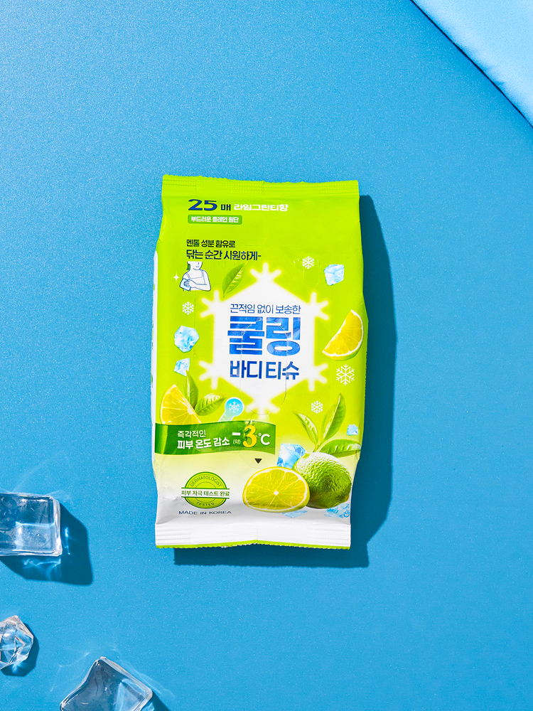 DAISO Cooling Wet Wipes Body Tissue 25wipes #Lime Greentea