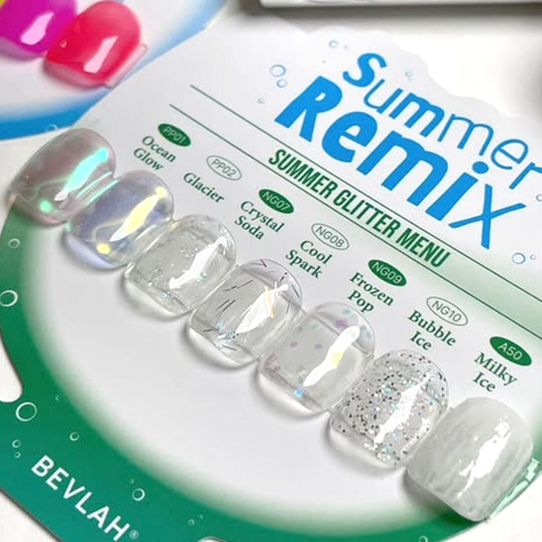 BEVLAH SUMMER REMIX Glitter Powder Art Gel 7 Colors Set {12g}