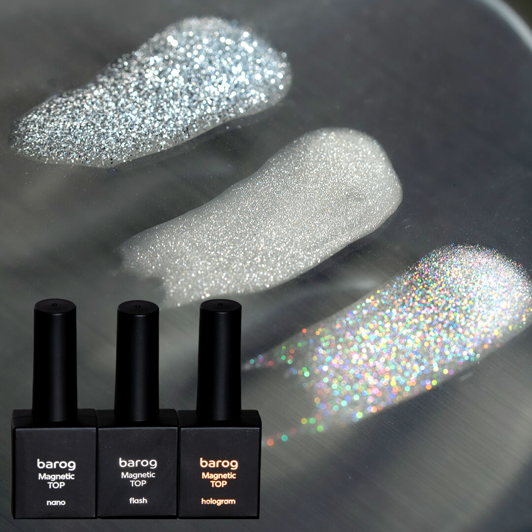 Barog Non-Wipe Magnetic Glitter Top Gel 3 Colors Single {10ml × 1pc}