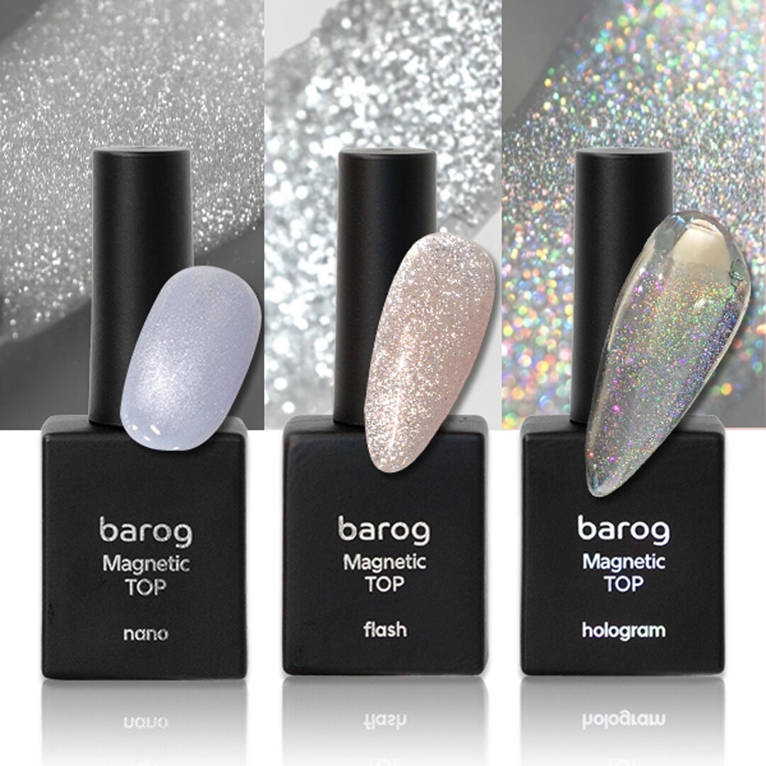 Barog Non-Wipe Magnetic Glitter Top Gel 3 Colors Set {10ml}