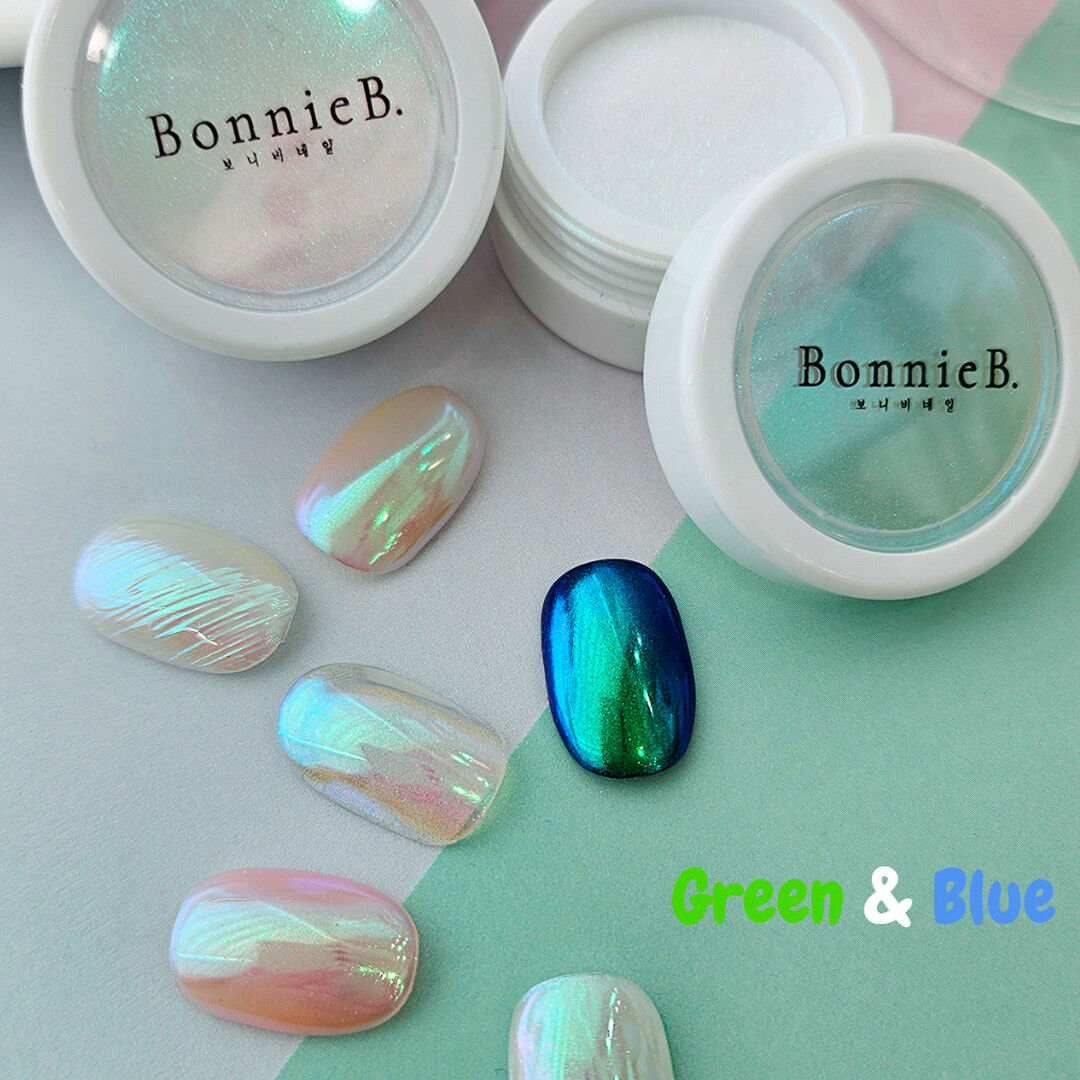 BONNIEBEE NAIL Petit Satin Powder – Green & Blue 0.3g (1 Powder + 2 Sticks)