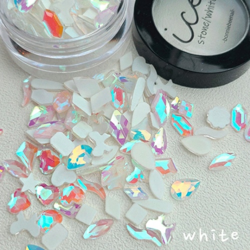 BONNIEBEE NAIL Ice Stone Mix – White Delight 100pcs