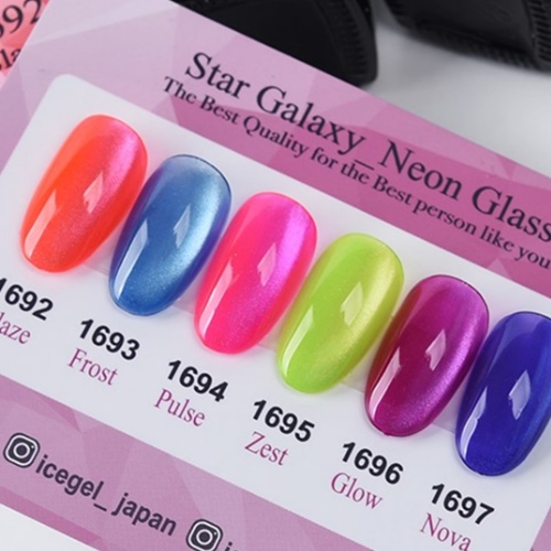 ICE GEL Magnetic Gel Star Galaxy Starlight Nail Neon Glass 1692~1697 – 6 Colors Single {9ml}