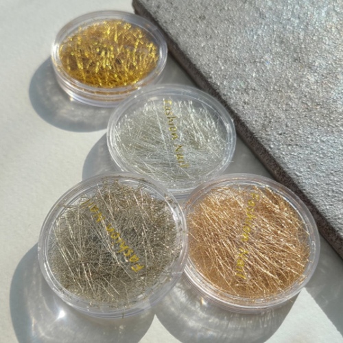 BONNIEBEE NAIL Metallic Threads Set (Gold & Silver, 4 Types)