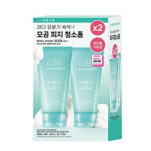 BRINGGREEN Tea Tree Cica Deep Cleansing Foam 120ml × 2ea